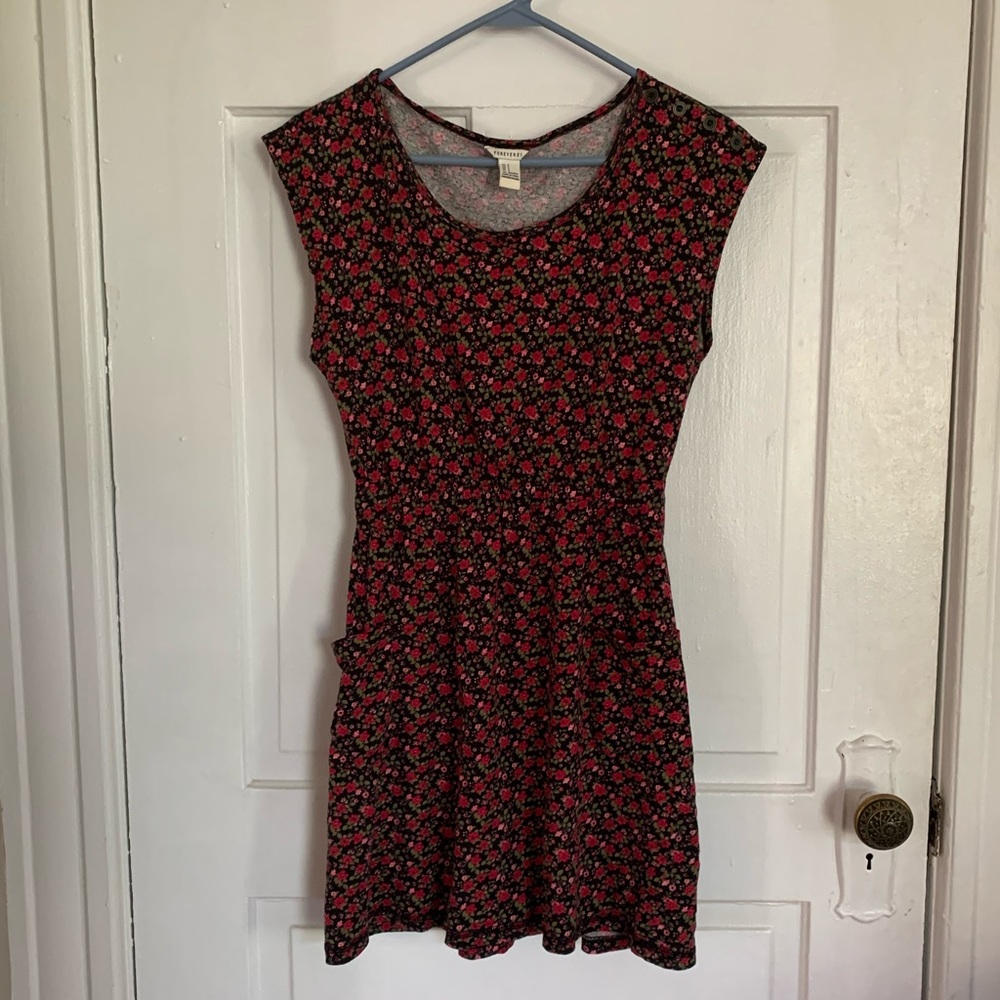 Forever 21 Floral Dress, Red/Black/Pink